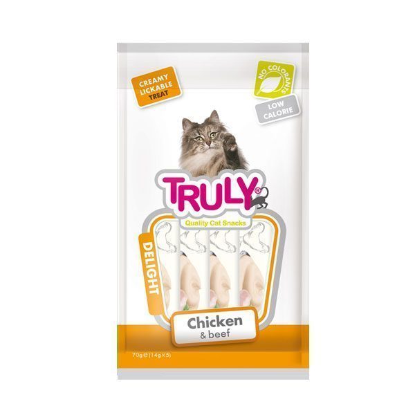 Truly Sıvı Kedi Ödülü Tavuk - Biftek 5x14 Gr - Lisinya