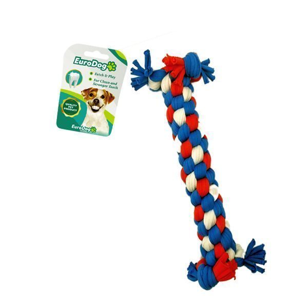 Eurodog Dumbell Diş İpi Köpek Oyuncağı Beyaz MaviKırmızı 24 Cm - Lisinya