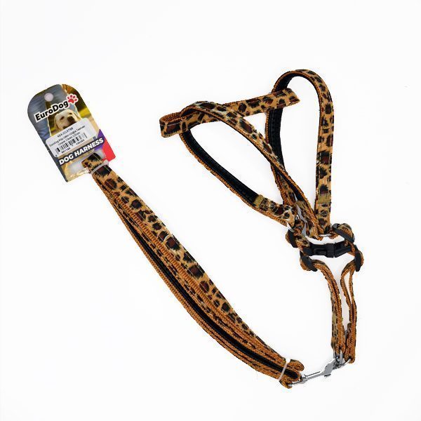 Eurodog Köpek Uzatma Tasması+Göğüs Tasması Leopar15mm 120 Cm - Lisinya