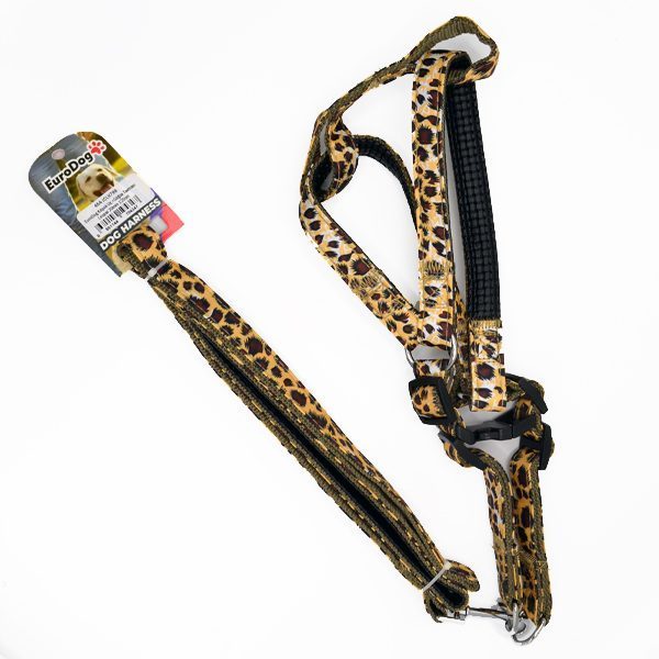 Eurodog Köpek Uzatma Tasması+Göğüs Tasması Leopar20mm 120 Cm - Lisinya