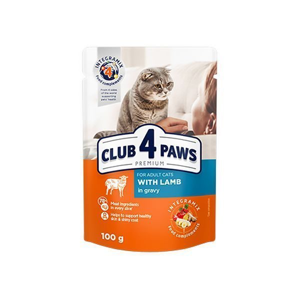 Club4Paws Kuzu Etli Premium Pouch Kedi Maması 100 Gr - Lisinya