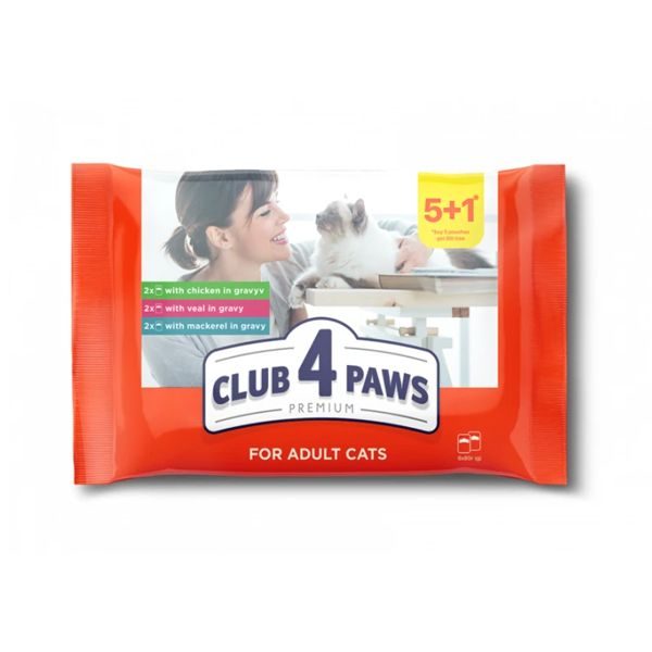 Club4Paws Kedi Pouch Set 5+1 Dana-Tavuk-Uskumru - Lisinya