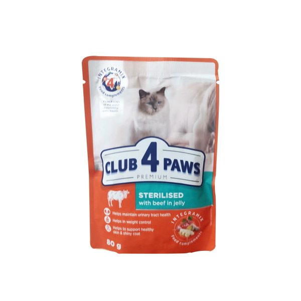 Club4Paws Kısır Kediler İçin Dana Etli Yaş Mama 80 Gr - Lisinya