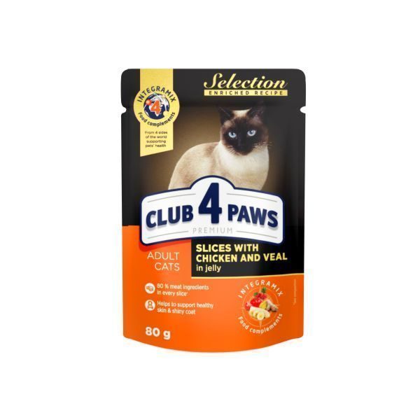 Club4Paws Tavuk-Dana Selection Premium Kedi Maması 80 Gr - Lisinya