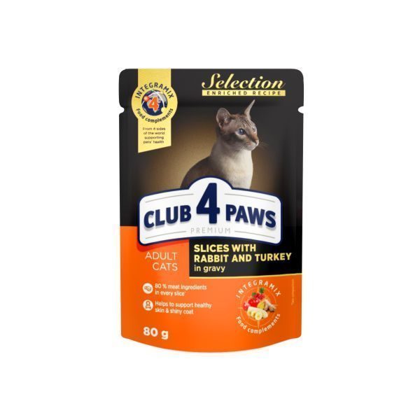 Club4Paws Tavşan-Hindi Selecti Premium Kedi Maması 80 Gr - Lisinya