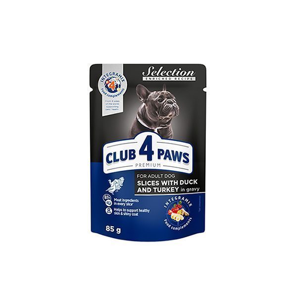 Club4Paws Ördek-Hindi Selection Pouch Küçük Irk Yetişkin Köpek Mamsı 85 Gr - Lisinya