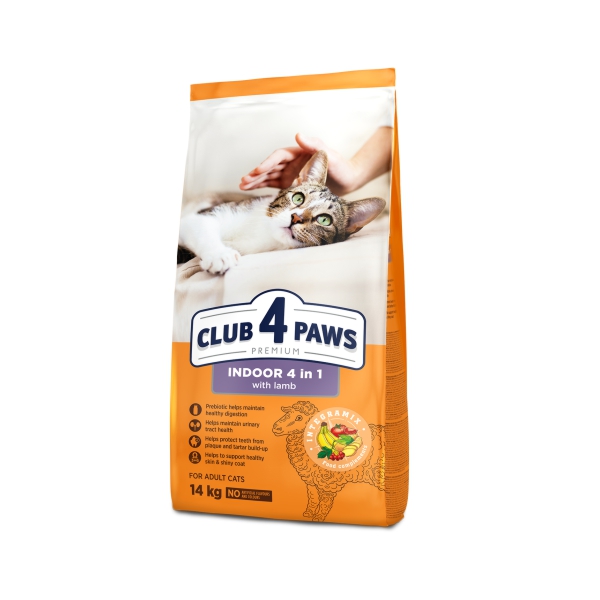 Club4Paws Pre. Indoor 4 In 1 Kuzu Etli Kedi M.14Kg - Lisinya