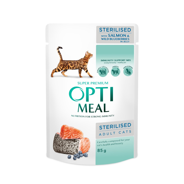 Optimeal Somon Yaban Mersin Jöle Yaş Kısır Kedi Maması 85 Gr - Lisinya