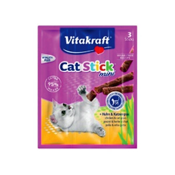 Vitakraft Sticks Tavuk Etli ve Kedi Otlu Kedi Ödülü 3x6 Gr - Lisinya