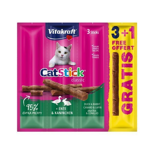 Vitakraft Cat Stick Tavşan+Ördek 3+1 Ad. 18gr - Lisinya