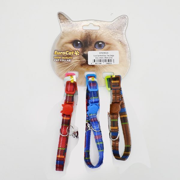 EuroCat Kedi Boy. Tas. Ekose Des.10mm28cm (3 Lü) - Lisinya