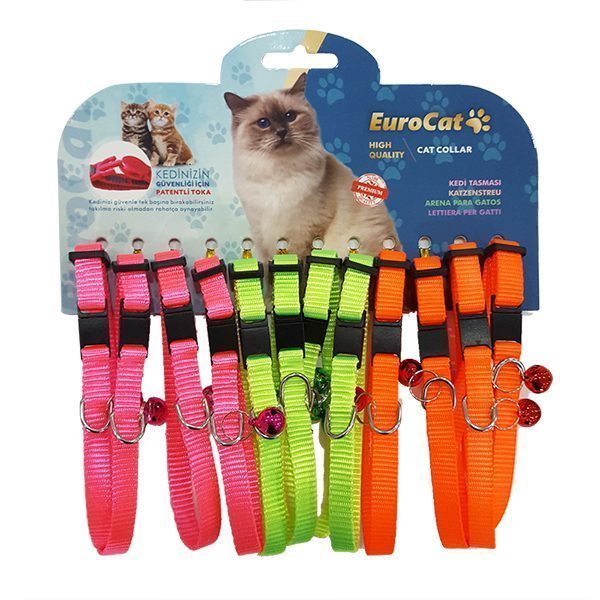 EuroCat Renkli Çıngıraklı Kedi Boyun Tasması 12'lü - Lisinya