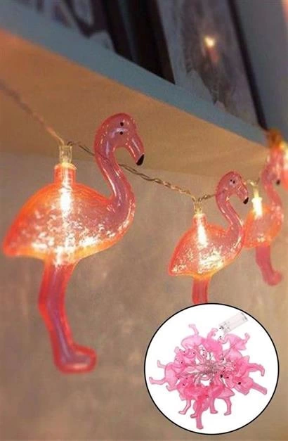 10lu Pilli Led Flamingo Dekoratif Işık Zinciri Aydınlatma 1,5 Mt ( Lisinya )