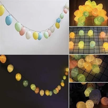 10lu Renkli Yumurta Şeklinde Dekoratif Dolama Led Aydınlatma ( Lisinya )
