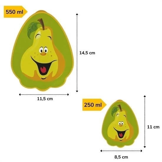 2'li İç İçe Geçebilen Armut Model Saklama Ve Beslenme Kabı Seti (550 Ml + 250 Ml)