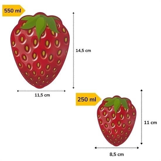 2'li İç İçe Geçebilen Çilek Model Saklama Ve Beslenme Kabı Seti (550 Ml + 250 Ml)