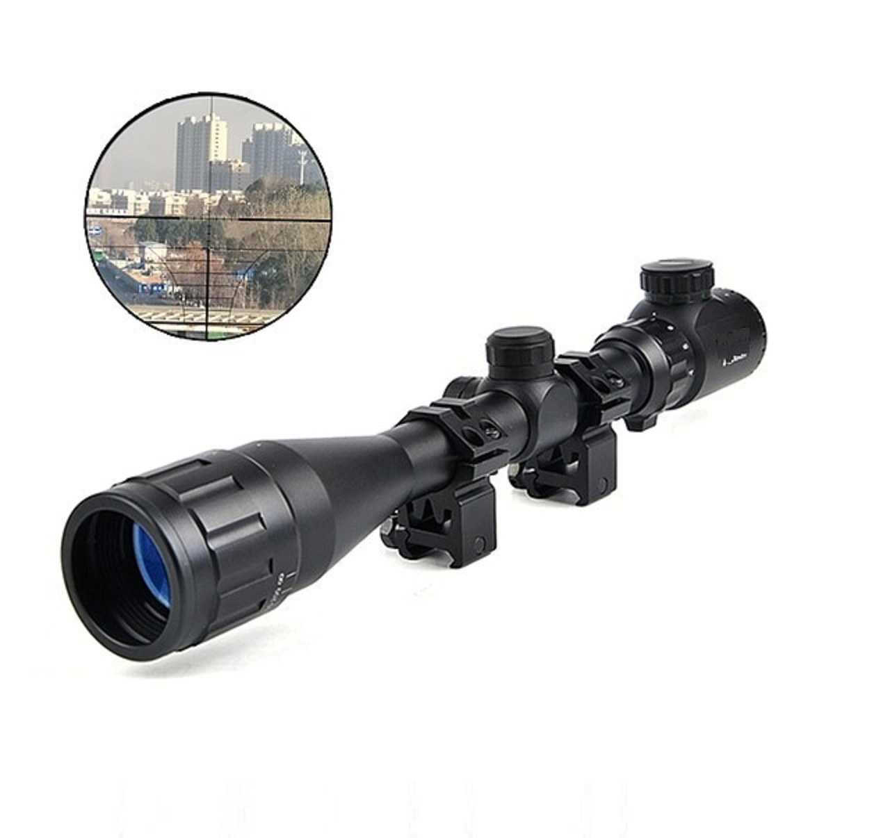 4-12x40 Aoeg Ateşli Aletler Dürbünü Mil Dot Kırmızı - Yeşil Lens Koruyucu ( Lisinya )