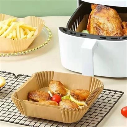 50 Adet Air Fryer Pişirme Kağıdı Tek Kullanımlık Hava Fritöz Yağ Geçirmez Yapışmaz Kare Tabak Model ( Lisinya )