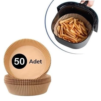 50 Adet Air Fryer Pişirme Kağıdı Tek Kullanımlık Hava Fritöz Yağ Geçirmez Yapışmaz Tabak Model ( Lisinya )