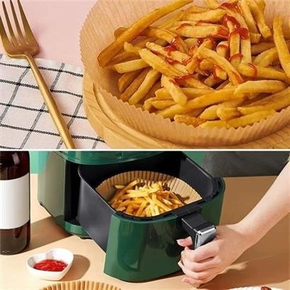 50 Adet Air Fryer Pişirme Kağıdı Tek Kullanımlık Hava Fritöz Yağ Geçirmez Yapışmaz Tabak Model ( Lisinya )