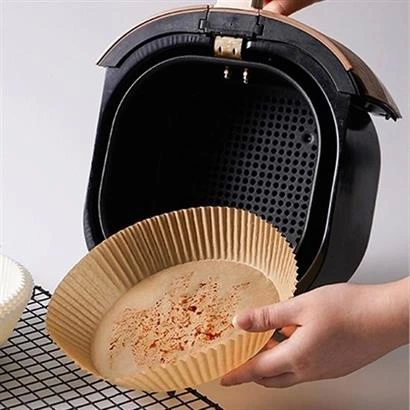 50 Adet Air Fryer Pişirme Kağıdı Tek Kullanımlık Hava Fritöz Yağ Geçirmez Yapışmaz Tabak Model ( Lisinya )