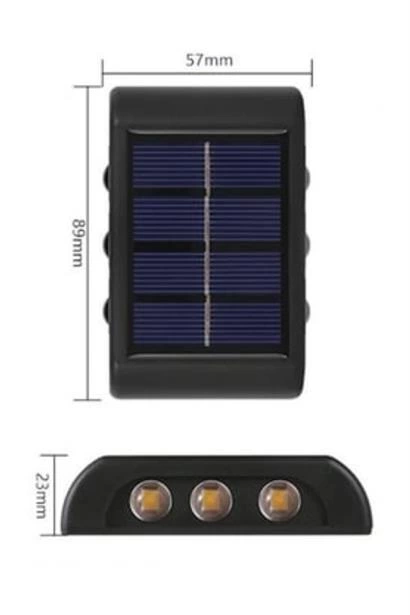 6 Ledli Solar Güneş Enerjili Aplik Led, Dekoratif Duvar Monteli Gün Işığı Led