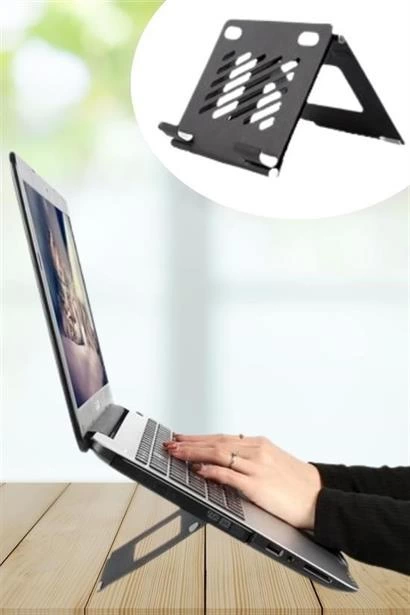 ®  Ayarlanabilir Metal Dizüstü Destek Tabanı Katlanabilir Taşınabilir Laptop Sehpası Standı ( Lisinya )