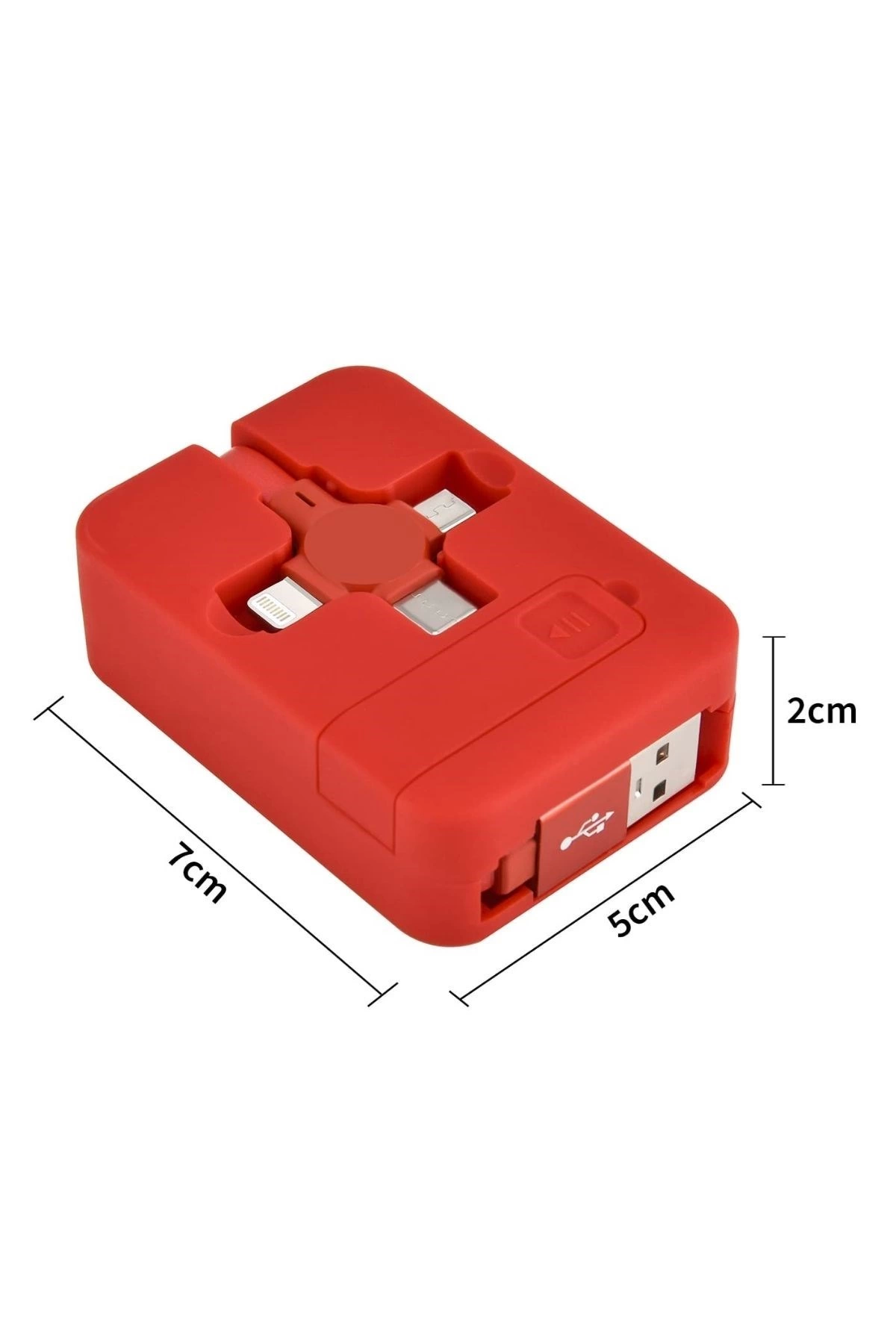 Cep Tipi Telefon Tutuculu Makaralı Uzayıp Kısalabilen 3'ü 1 Arada Usb Şarj Kablosu