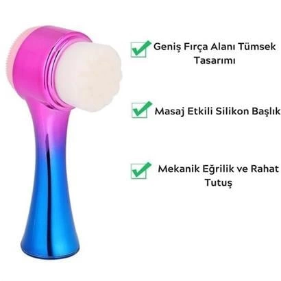 Çift İşlevli Renkli Cilt Yüz Temizleme Fırçası Peeling Masaj Etkili Gözenek Temizleyici Alet ( Lisinya )