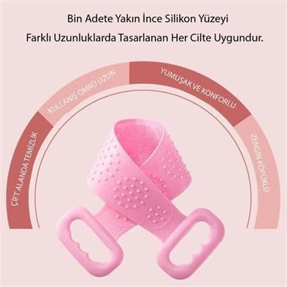 Çift Taraflı Banyo Hamam Lifi Silikon Masajlı Yumuşak Duş Lifi Uzun Ömürlü Hazır Banyo Keses ( Lisinya )