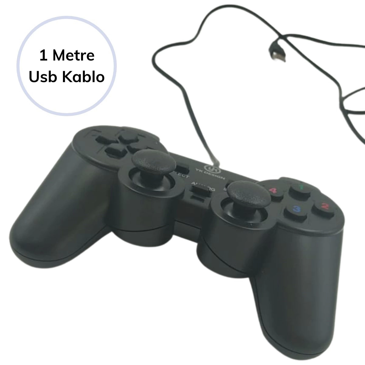 Çift Titreşimli Usb Kablolu Oyun Kolu Pc Uyumlu Vibration Gamepad ( Lisinya )