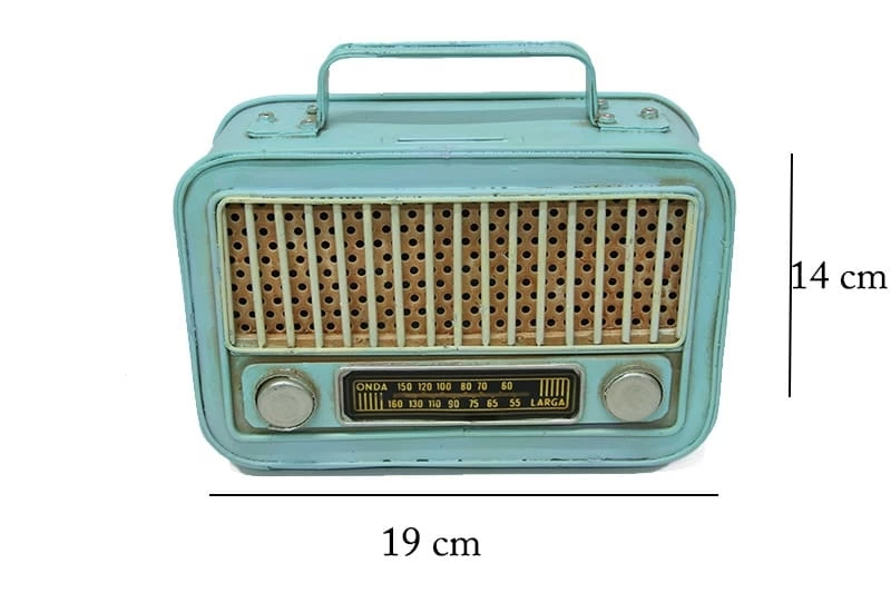 Vintage Tasarım Dekoratif Metal Radyo Kumbara