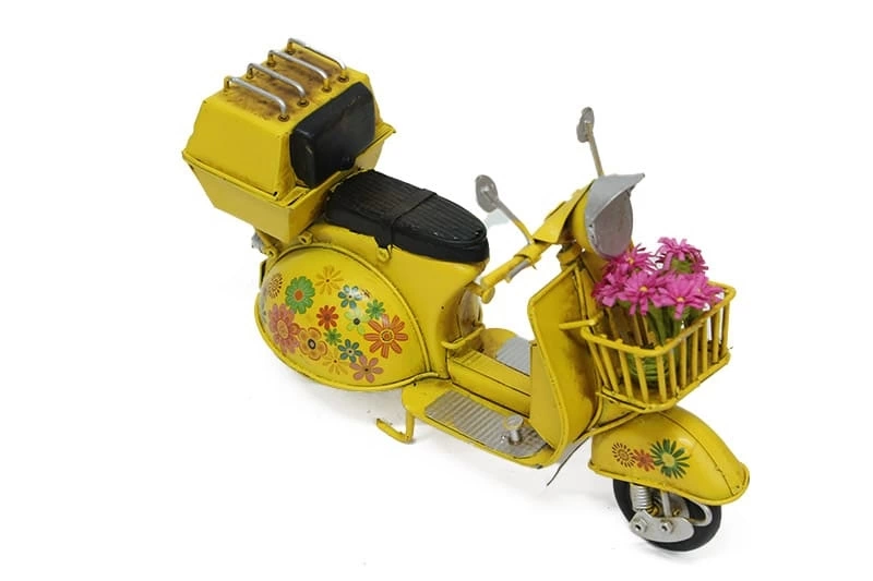 Vintage Tasarım Dekoratif Metal Scooter Sepetli ( Lisinya )