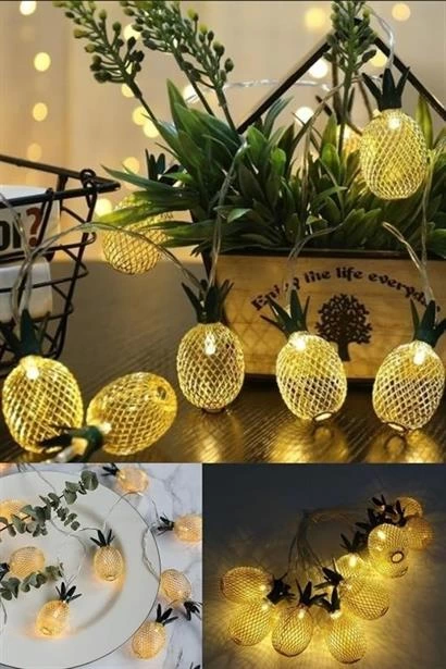 Dekoratif Pilli Pineapple Ananas Pilli Şerit Led Işık (1 Metre) ( Lisinya )