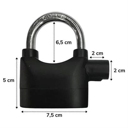 Desibel Siyah Alarmlı Çok Fonksiyonlu Ekstra Güvenlikli Kare Asma Dolap Kilidi ( Lisinya )