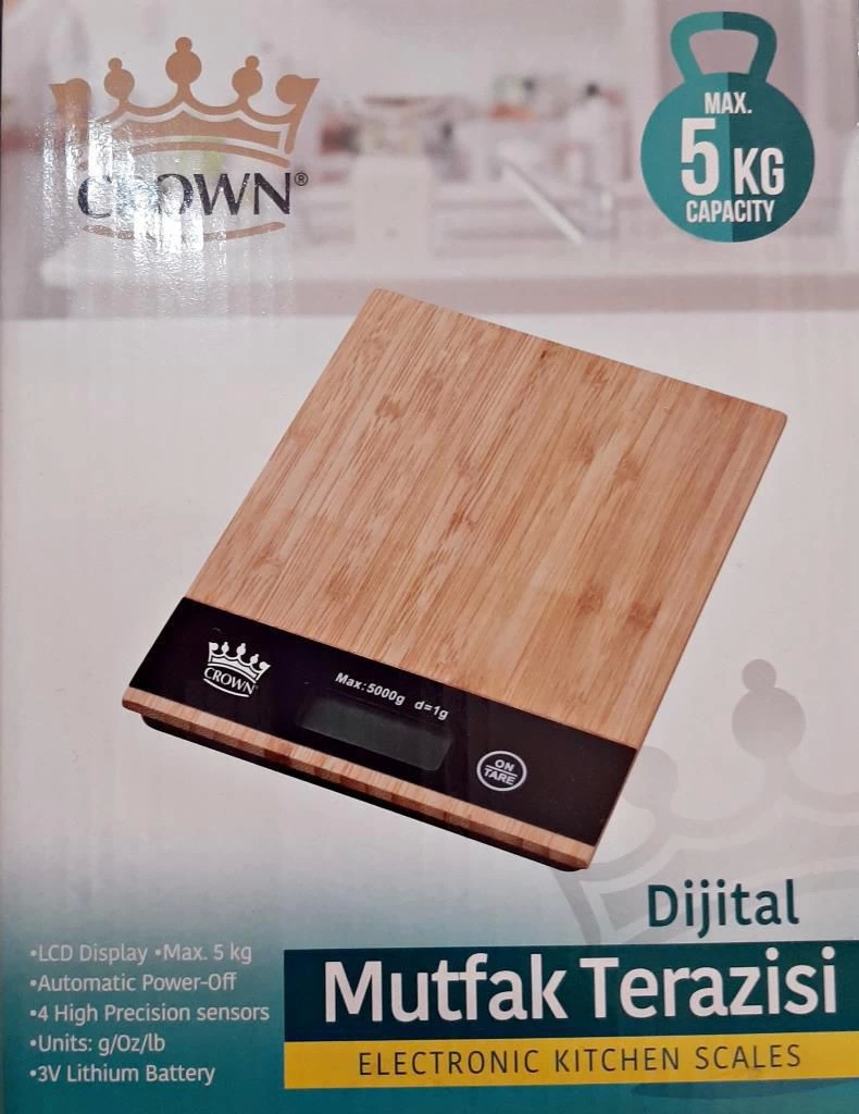 Dijital Lcd Mutfak Tartısı Terazisi 5kg Bambu Desenli ( Lisinya )