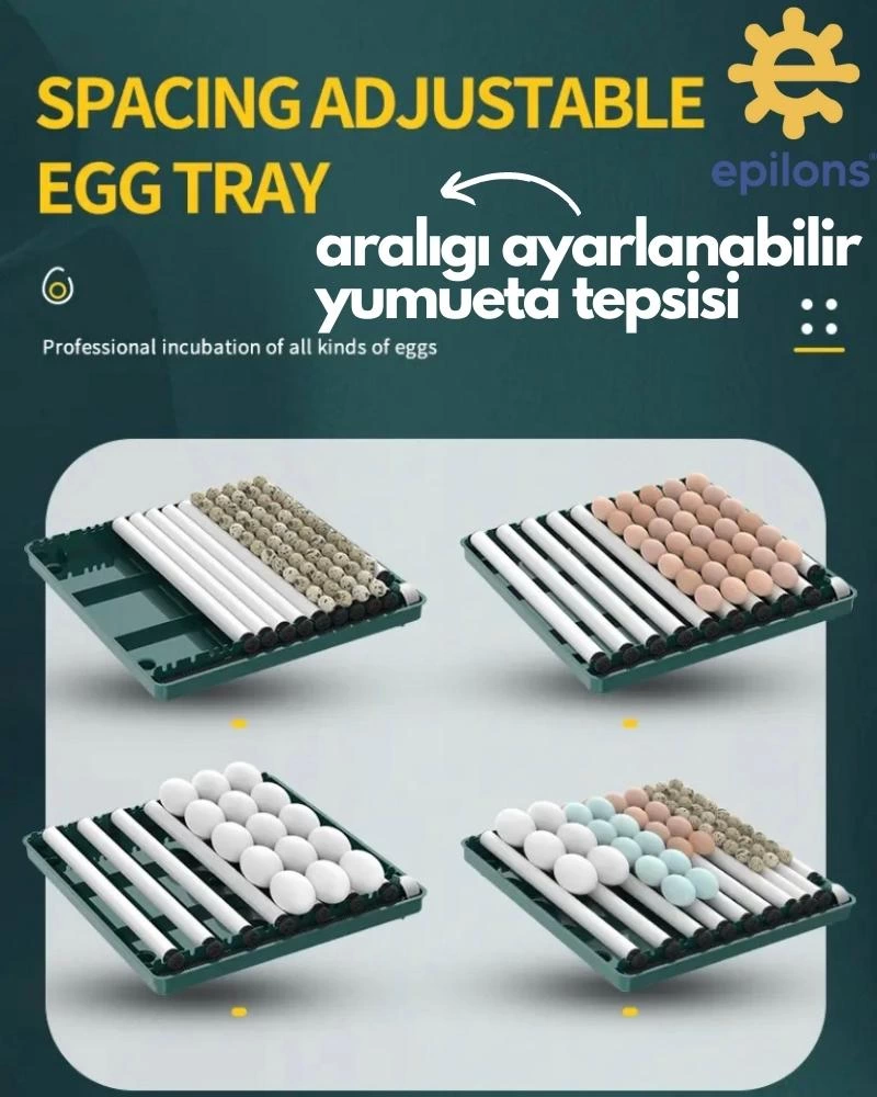 Epo-130my Kuluçka Makinesi | 130 Yumurtalık, Yedek Motorlu İncubator ( Lisinya )