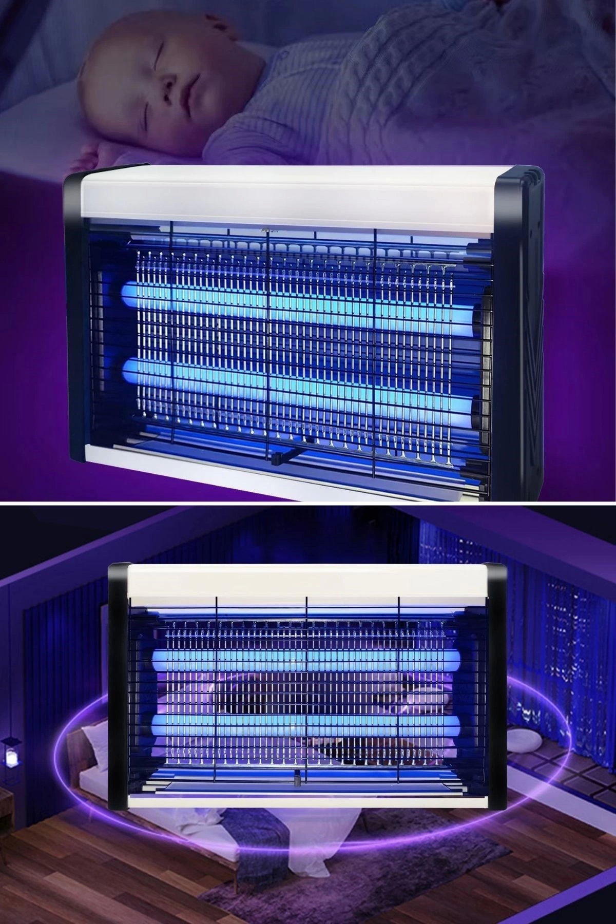 Masaüstü Veya Duvara Asılabilen 6w Sessiz Sinek Öldürücü Uv Mor Işıklı Makina