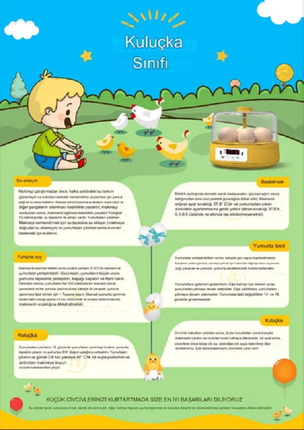 Mini Otomatik Ev Tipi Kuluçka: Elektrikli Tavuk Ve Kuş Kuluçka Makinesi 6 Yumurtalı Mx-6 ( Lisinya )