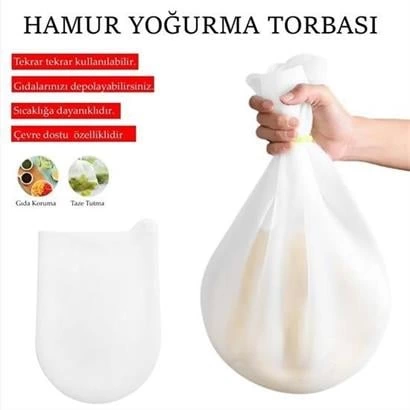 Orta Hamur Torbası Silikon Şeffaf Hamur Yoğurma Torbası Ekmek Makarna Mantı  Hamuru Kolay Yo ( Lisinya )