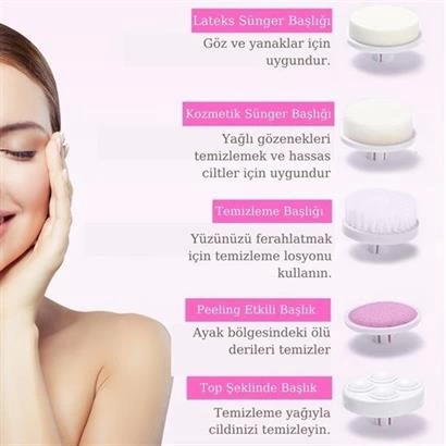 Pilli Yüz Cilt Temizleme Cihazı Siyah Nokta Peeling Fırça Seti Vücut Yüz Bakımı Masaj Aleti ( Lisinya )