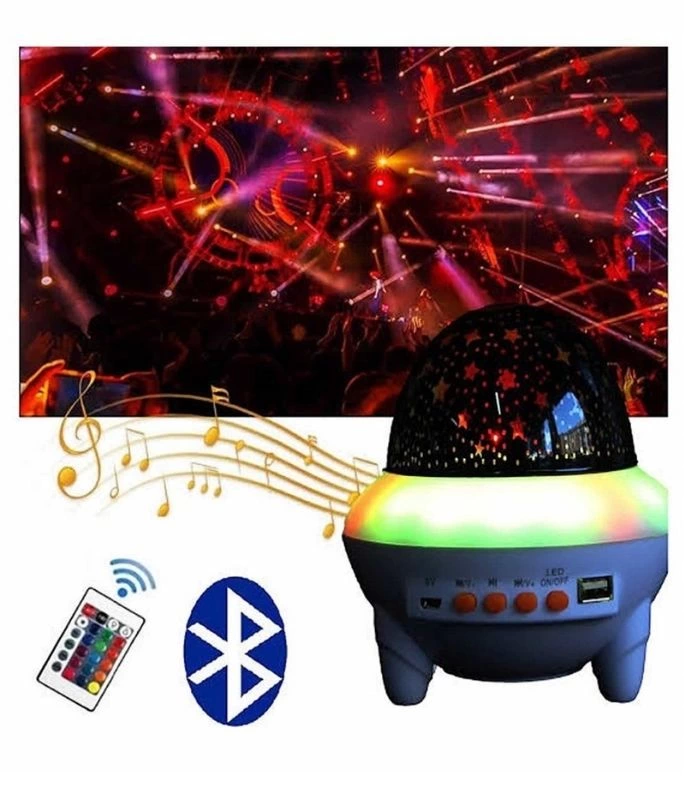 Şarjlı Kumandalı Ufo Müzik Çalar Usb Bluetooth Hoparlör Müzikli Projeksiyon Gece Lambası ( Lisinya )