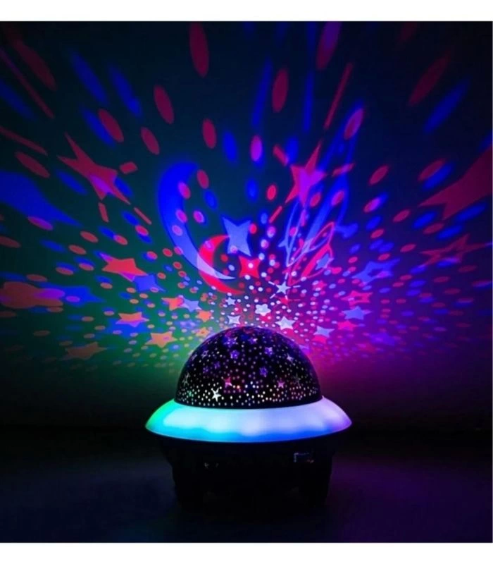 Şarjlı Kumandalı Ufo Müzik Çalar Usb Bluetooth Hoparlör Müzikli Projeksiyon Gece Lambası ( Lisinya )