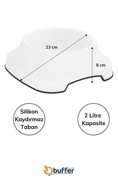 Silikon Kaydırmaz Taban Plastik Kedi Ve Köpek Mama Ve Su Kabı 2 L ( Lisinya )