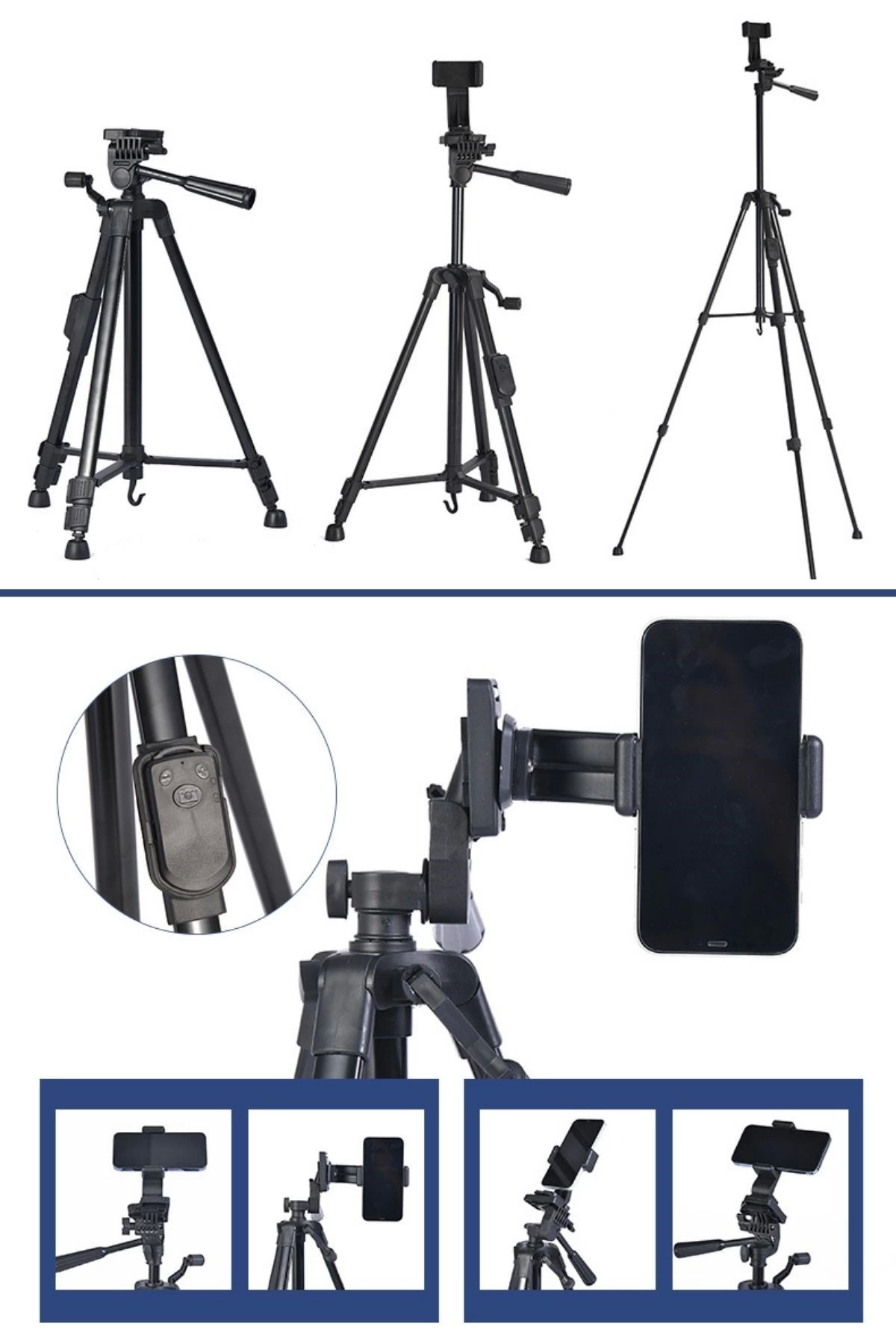 Telefon Ve Fotoğraf Makinası Takılabilen Bluetooth Kumandalı 146 Cm Tripod