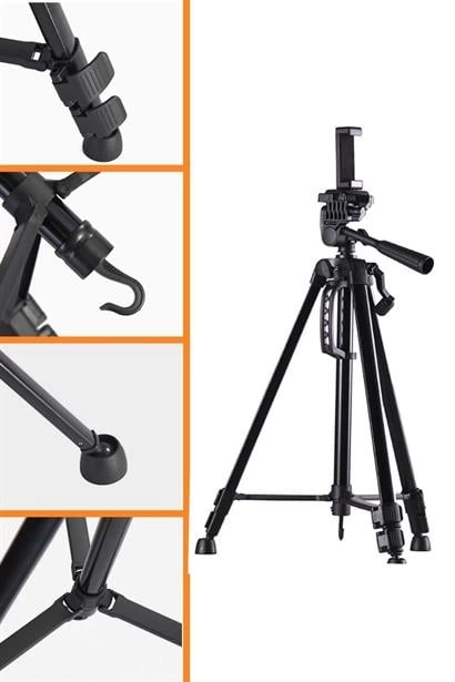 Telefon Ve Fotoğraf Makinası Takılabilen Bluetooth Kumandalı 146 Cm Tripod