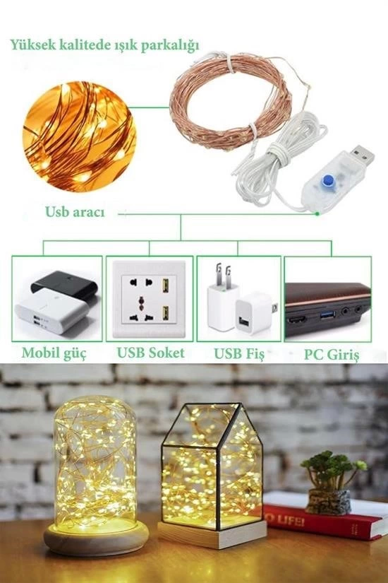 Yılbaşı Ve Özel Konsept Dekorasyon 5 Mt Usb Bağlantılı Led Işık