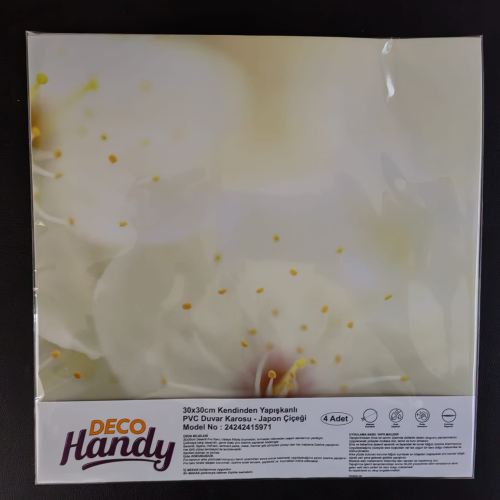 Decohandy 30x30 Cm Pvc Duvar Karosu 4'Lü Paket - Japon Çiçeği - Lisinya