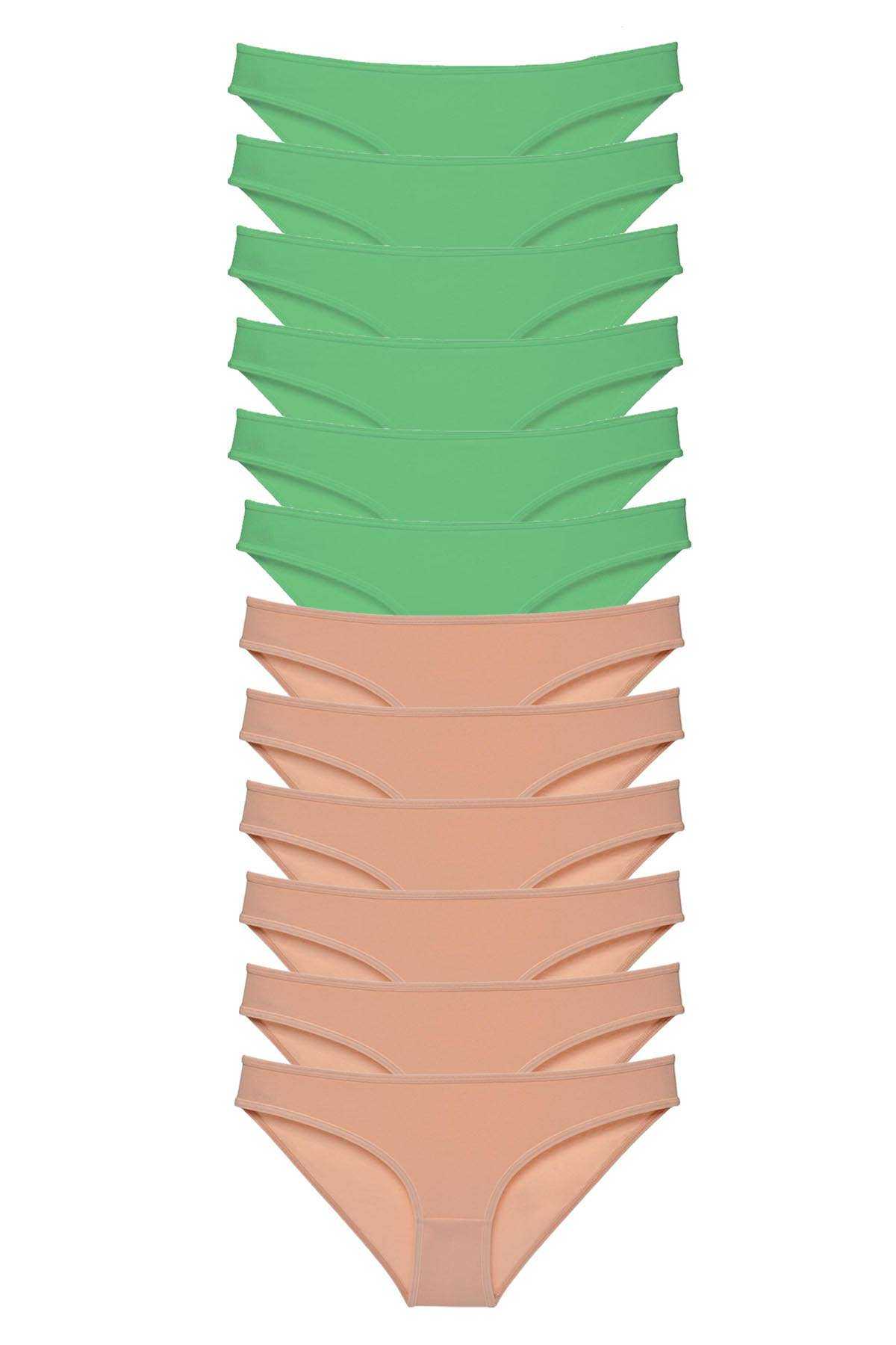 12 adet Süper Eko Set Likralı Kadın Slip Külot Yeşil Ten - Lisinya