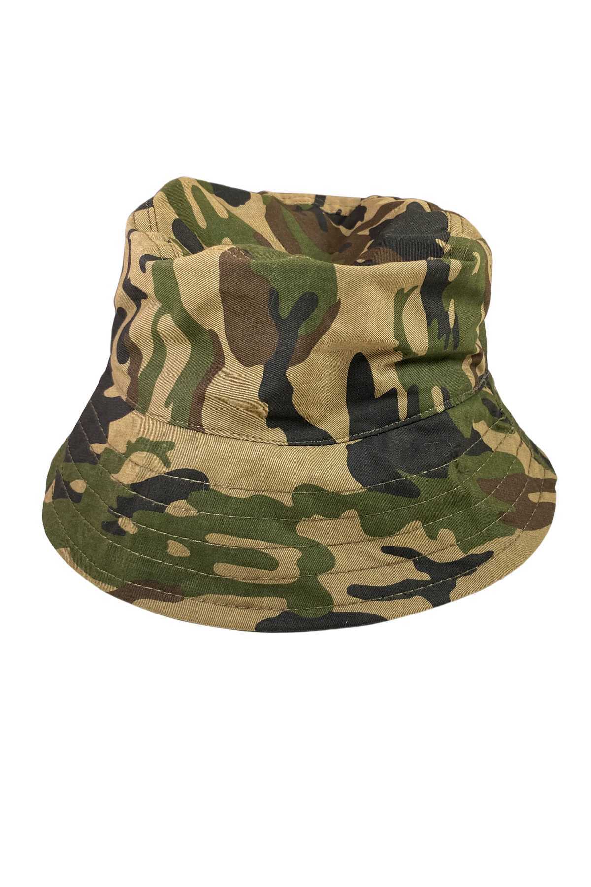 Unisex Kova Şapka Balıkçı Şapka Bucket Hat Kamuflaj Yeşil - Lisinya